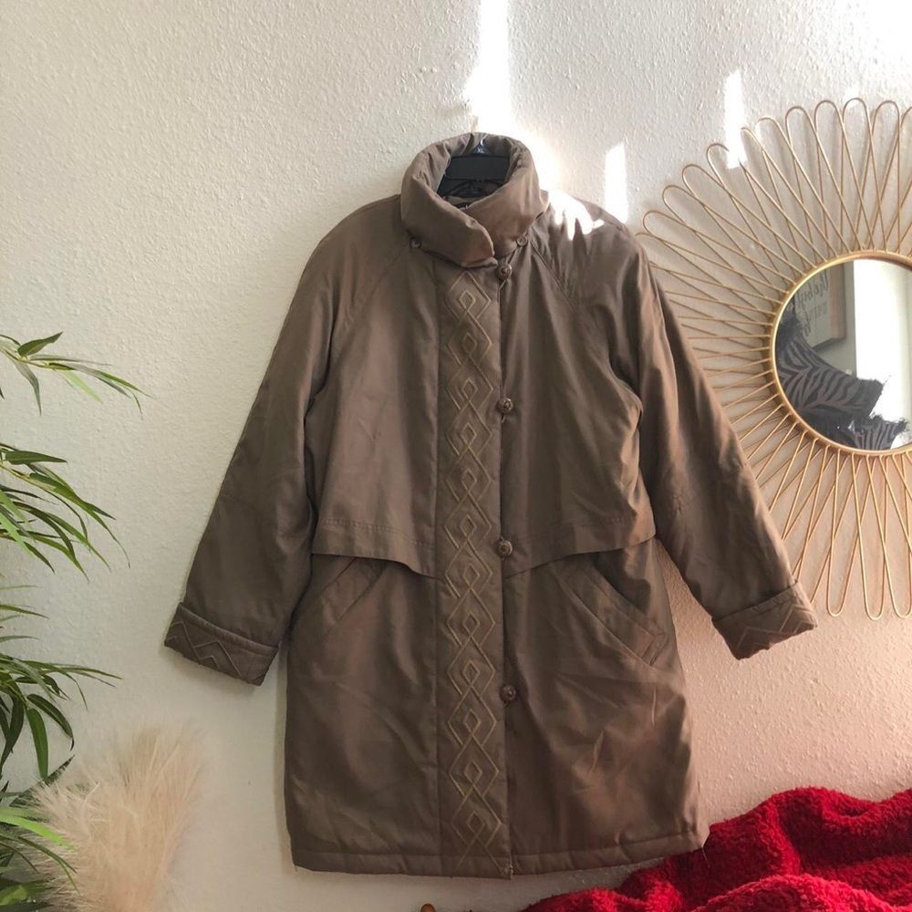 Vintage Utex Design UD Khaki Brown Jacket Coat Down Oversize Puffer Coat Women S